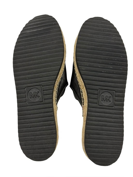 Michael Kors Hastings Leather Espadrille Mule Black Logo Slide Slip On Size 7 - Picture 3 of 12